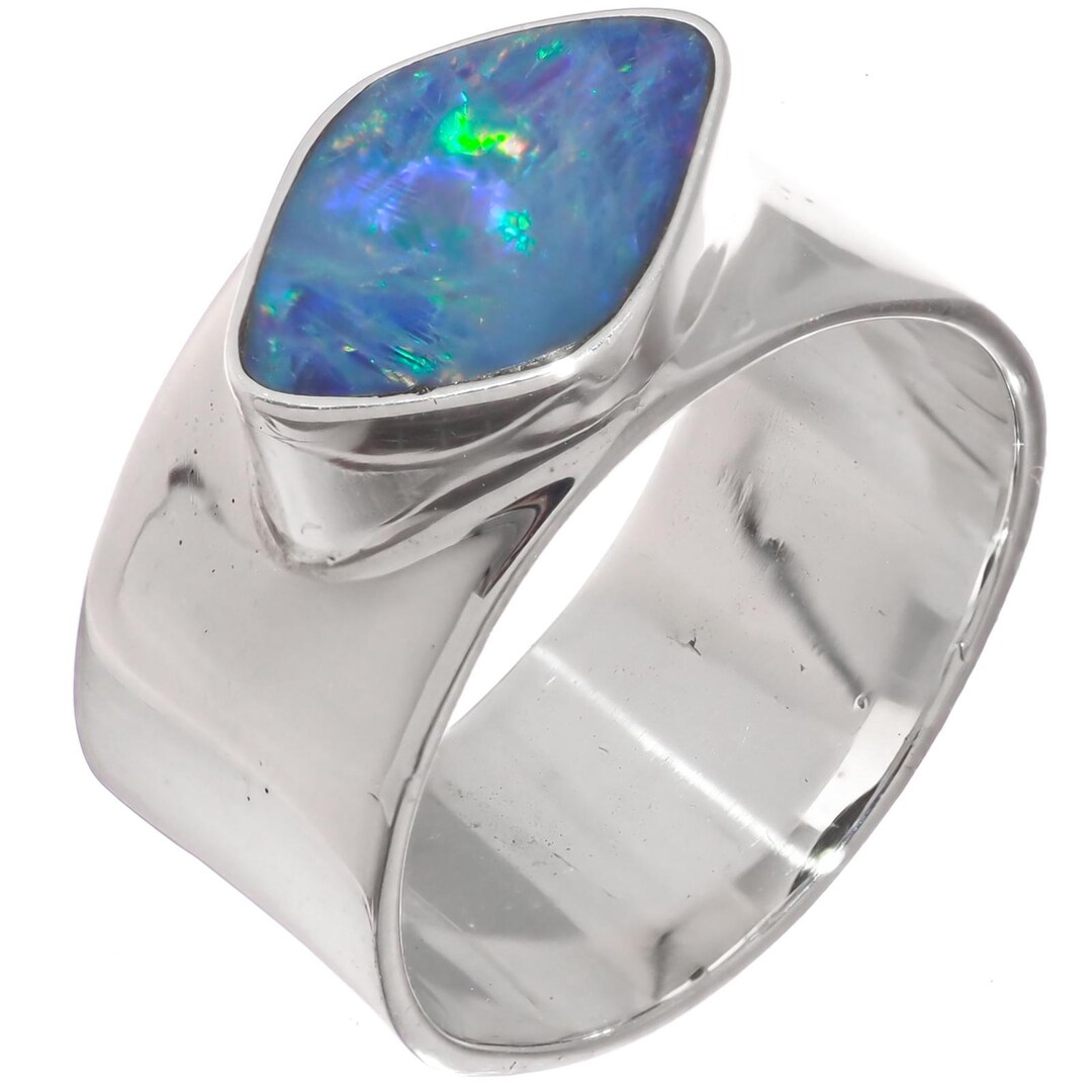 925 Sterling Silver Opal Ring in Sky Blue main image 1
