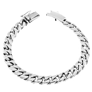 8mm Cuban Curb Chain 925 Sterling Silver Bracelet Bali Handmade, 7-9&quot;