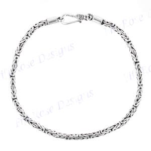 2.5mm Byzantine Bali Handmade 925 Sterling Silver Chain Charms Anklet Bracelet, 5-9.5&quot;