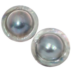 Pair Mabe Blister Pearl In Mother Of Pearl Shell Undrilled Cabochon Pearl, 1&quot;