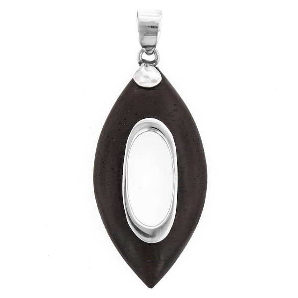 1 5/8" 925 Sterling Silver On Sono Wood Pendant