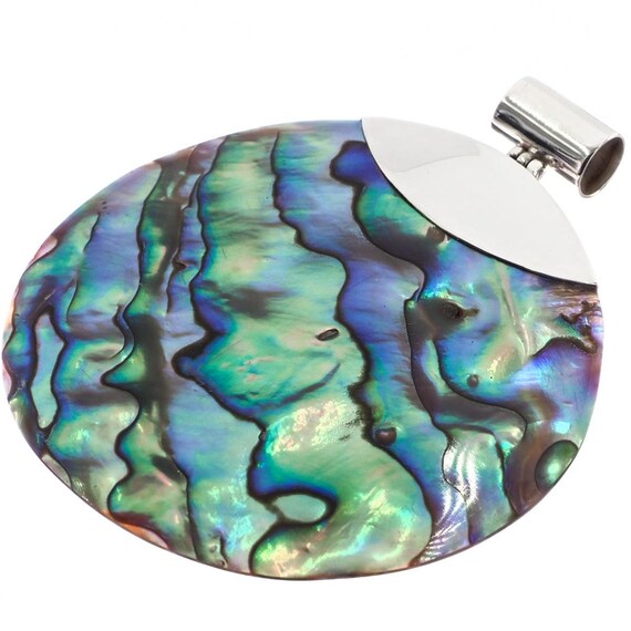 1 3//4 Paua Abalone Shell 925 Sterling Silver Pendant