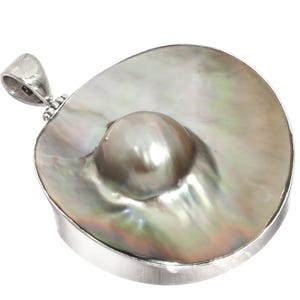 925 Sterling Silber Mabe Blister Perle in der Muschel Sterling Anhänger, 5,5 cm
