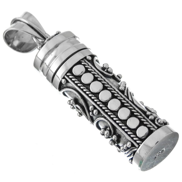 1 5/8" Bali Handmade 925 Sterling Silver Locket Prayer Box Pillbox Pendant