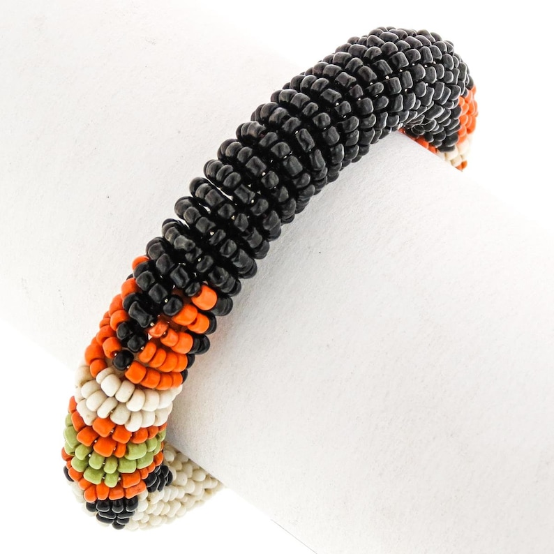 Ethnic Style Black Beige Orange Handmade Stretch Necklace /& Bracelet Set