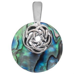 1 11/16&quot; Handcrafted Paua Abalone Shell 925 Sterling Silver Pendant