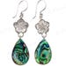 1 5/8" Flower Mother Of Pearl Shell Paua Abalone 925 Sterling Silver Earring