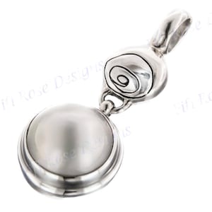 Sale! 1 5/8&quot; White Mabe Pearl 925 Sterling Silver Pendant