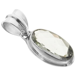 1 1/8&quot; Green Amethyst 925 Sterling Silver Pendant