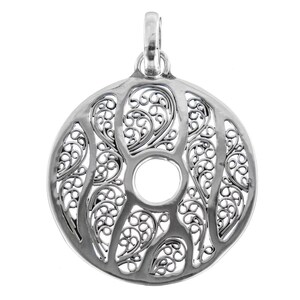 1 1/4&quot; Handmade Bali Filigree 925 Sterling Silver Pendant