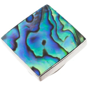 925 Sterling Silver Square Paua Abalone Shell Sterling Us 7 Ring, 7/8&quot;