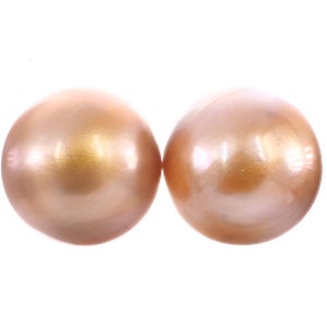 13mm Loose Matched Pair Gold Mabe South Sea Ocean Cultured Cab Aaa Half Pearl