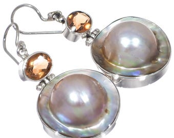 Natural Color Shell Pearl Drop Earrings - 10/12/14mm, Silver Plated Hook, Handmade (Imitation Pearl) 8 thumbnail image