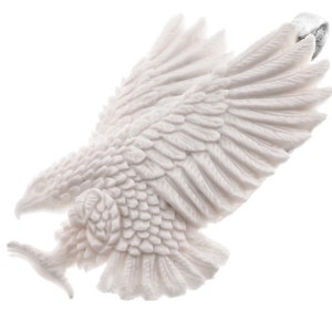 925 Sterling Silver Hand Carving Hunting Eagle Falcon Bison Bone Sterling Pendant, 2.5&quot;