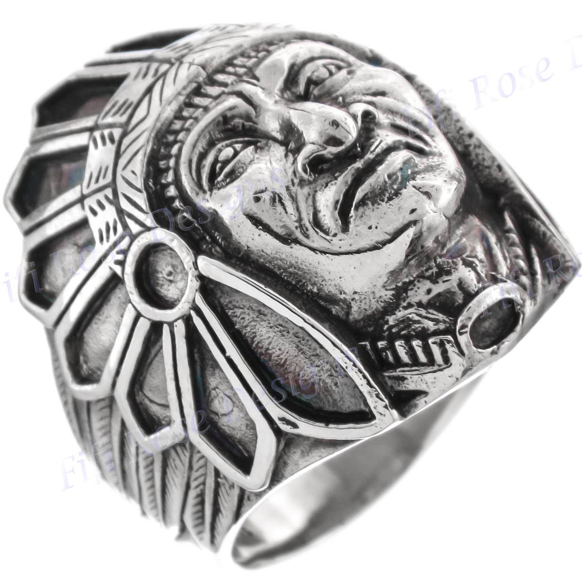 SILVER925 NATIVE AMERICAN RING/シルバー/リング 925 Sterling Silver & Brass Wolf Headdress Indian Chief Ring Size