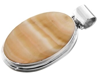 2 1/4" Mother Of Pearl Shell 925 Sterling Silver Pendant