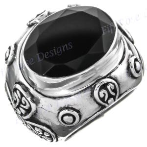 Bold Onyx 1&quot; Wide 925 Sterling Silver Band Ring, US 6, 7