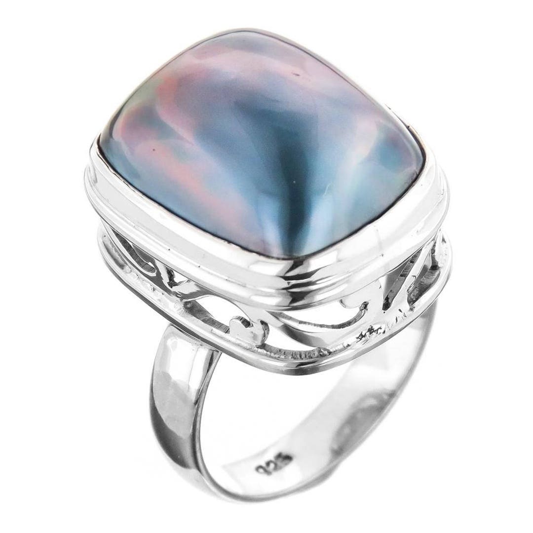 Opulent Blue Mabe Pearl 925 Sterling Silver Us 5 Ring - Etsy