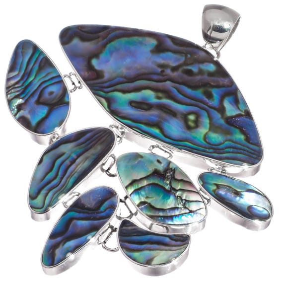 Paua Abalone Muschel Handgemachter Sterling Silber Anhänger