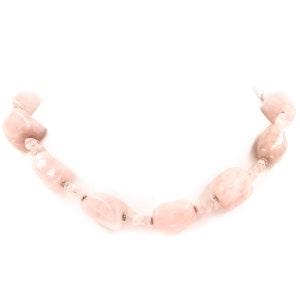 Collier sterling choker de 17 » Gorgeous Rose Quartz Gemstone Nuggets