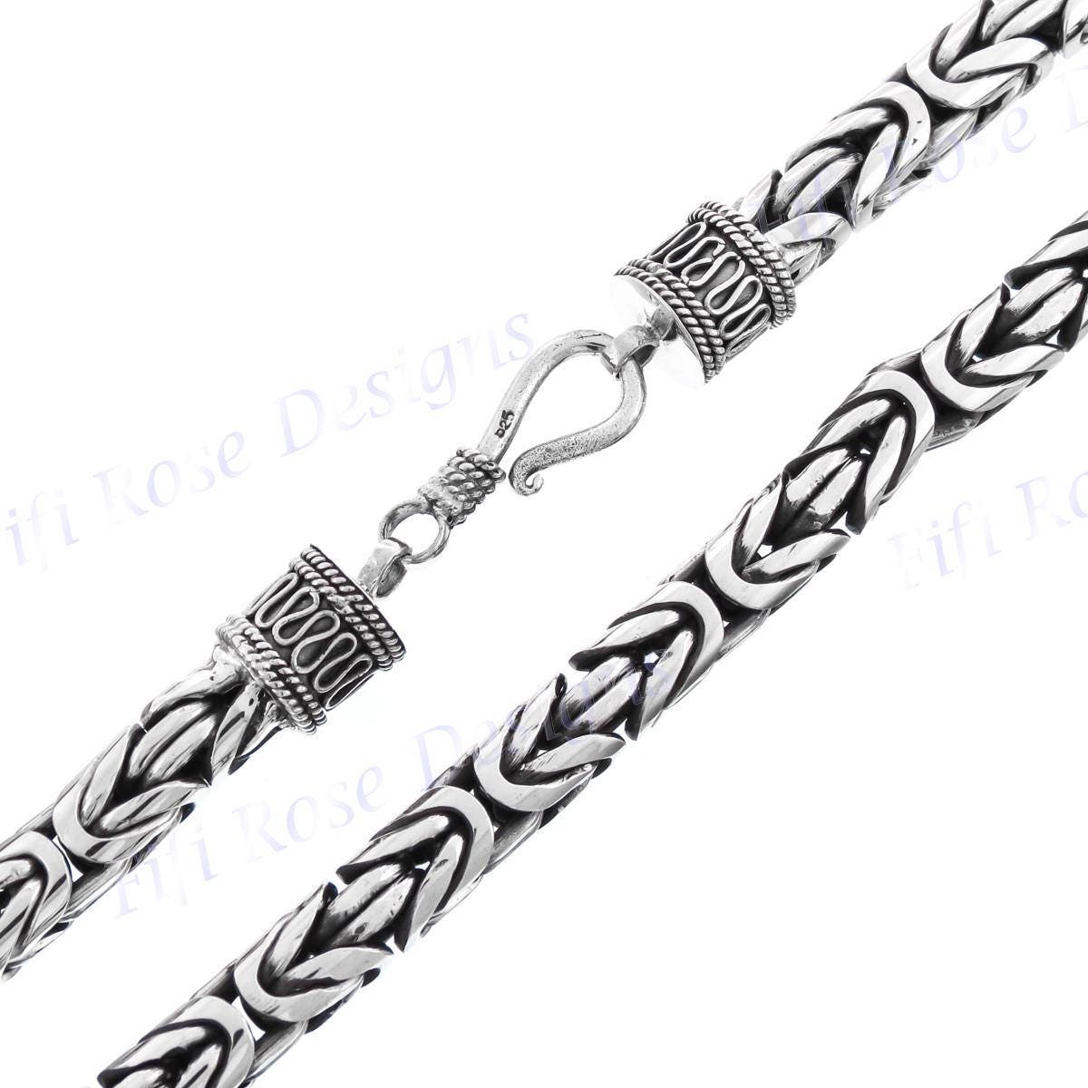 7 mm 太字メンズ ビザンチン チェーン バリ ハンドメイド 925