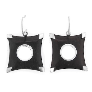 11/16&quot; Exotic Sono Wood 925 Sterling Silver Earrings