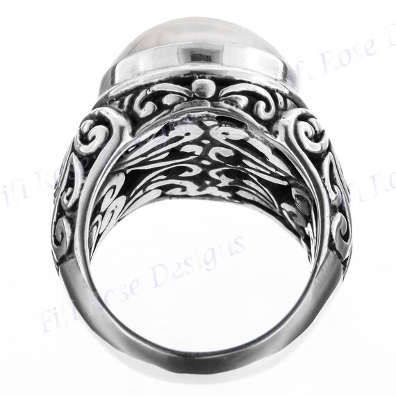 Scroll South Pacific White Mabe Cultured Pearl 925 Sterling