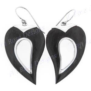 1 7/16&quot; Exotic Sono Wood 925 Sterling Silver Earrings