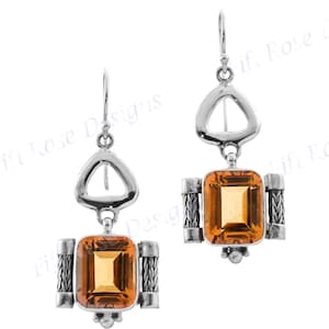 1 1/4&quot; Gorgeous Big 12mm Citrine Gemstone 925 Sterling Silver Earrings