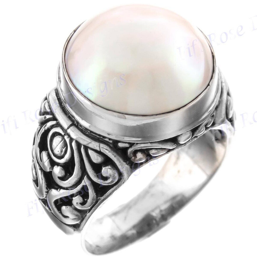 Scroll South Pacific White Mabe Cultured Pearl 925 Sterling