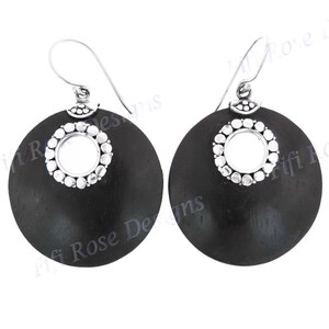 1 1/4&quot; Exotic Sono Wood 925 Sterling Silver Earrings