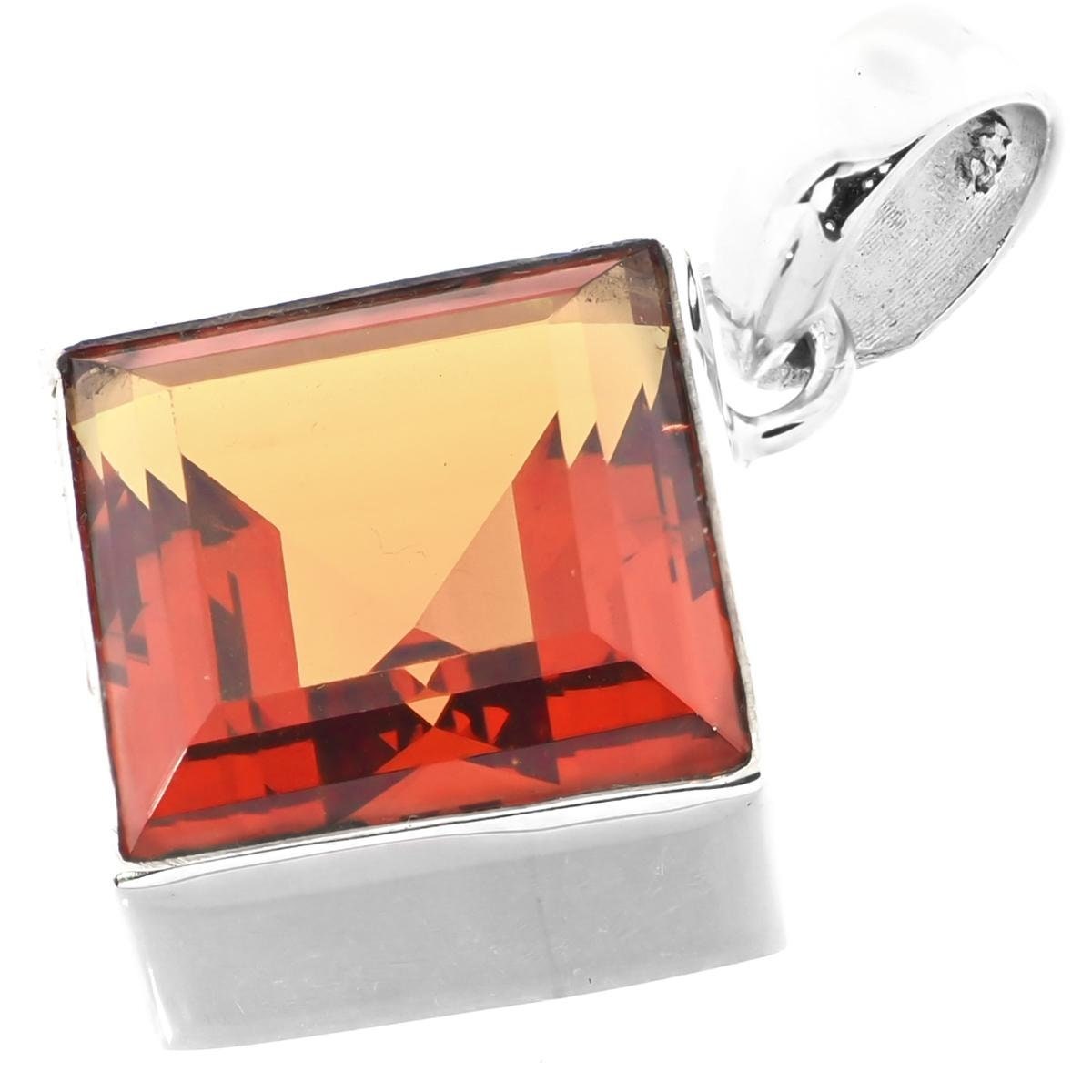 ネックレス・ペンダント MINI ETERNAL ORANGE QUARTZ SILVER NECKLACE 925 Sterling Silver 15mm Orange Quartz in Sterling Pendant