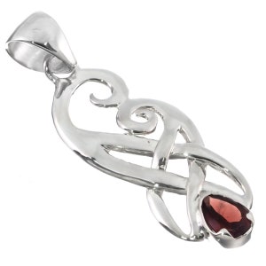 1 1/2&quot; Pear Red Garnet Filigree 925 Sterling Silver Pendant
