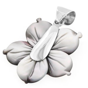 1 3/16&quot; Mother Of Pearl Shell Flower 925 Sterling Silver Pendant