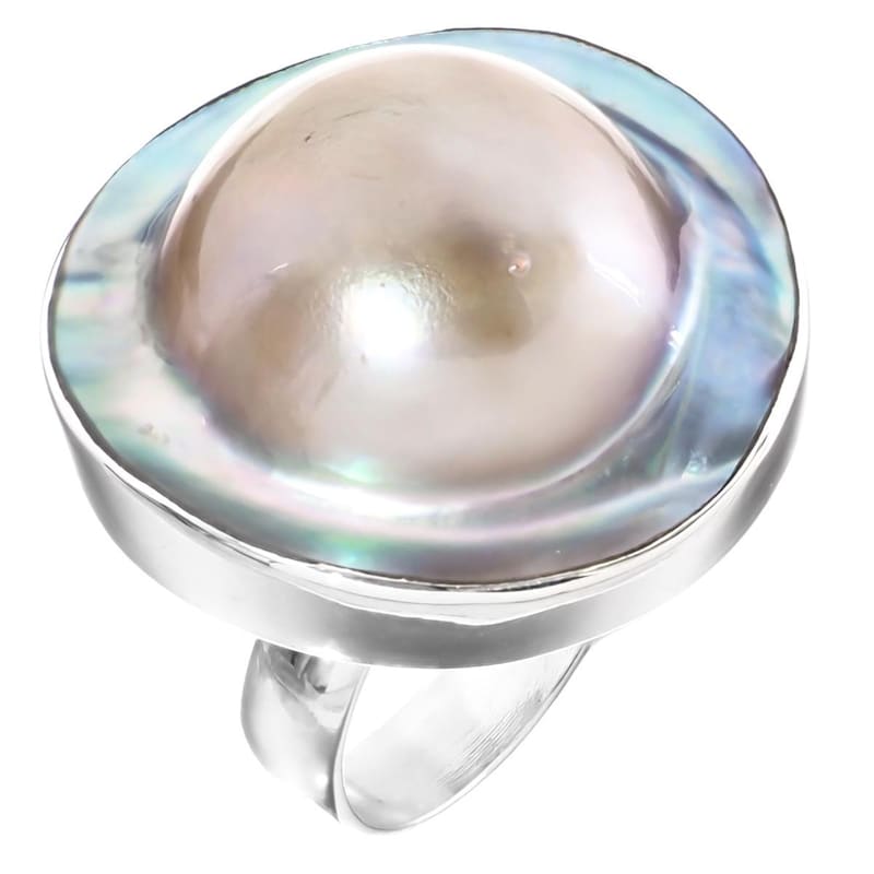 Round Blister Pearl Brass Earrings main image 1