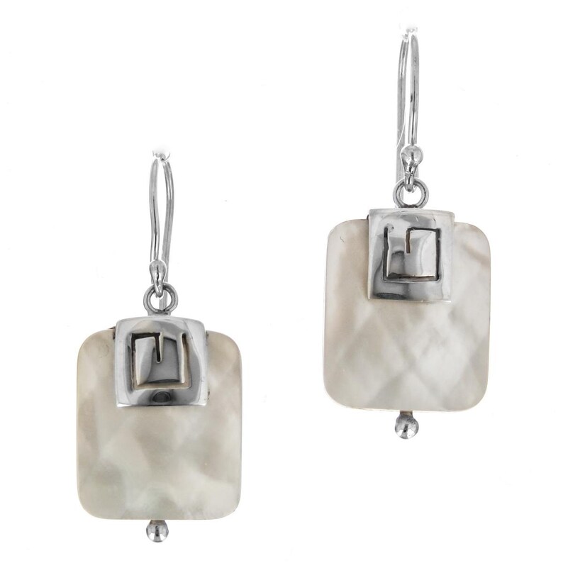 58 White Mother Of Pearl Shell 925 Sterling Silver Earrings