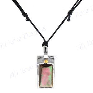 1 1/8&quot; Mens Mother Of Pearl Rhodium And Gold Plated 925 Sterling Silver Pendant