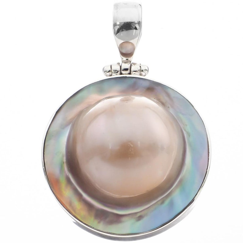 1 12 Mabe Blister Pearl In Shell Handmade 925 Sterling Silver Pendant