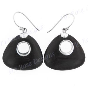 1&quot; Exotic Sono Wood 925 Sterling Silver Earrings