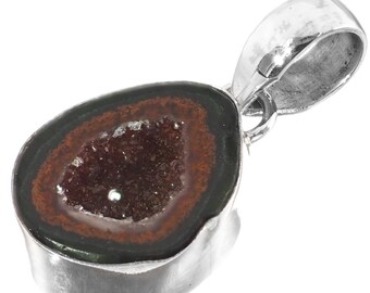 Genuine Mexican Tabasco Geode 925 Sterling Silver Pendant