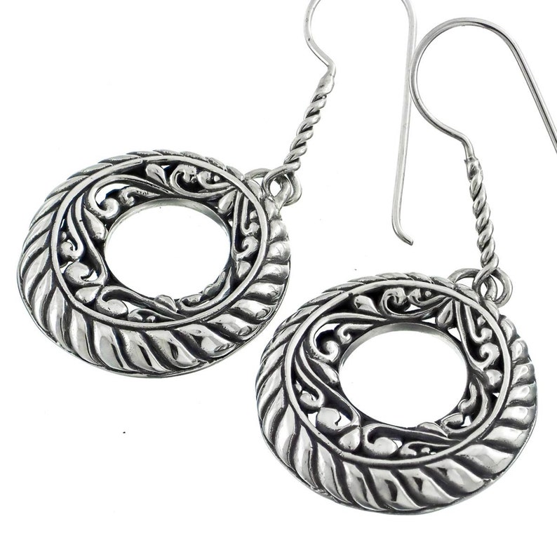 1 Hoops Scrollwork Filigree 925 Sterling Silver Earrings