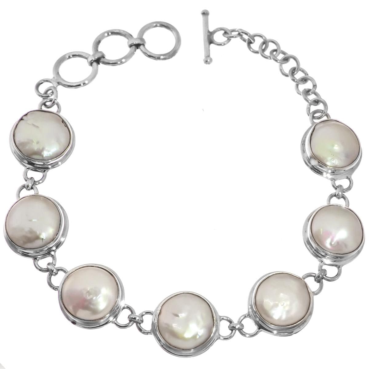 925 Sterling Silver Lusterous White Freshwater Coin Pearl
