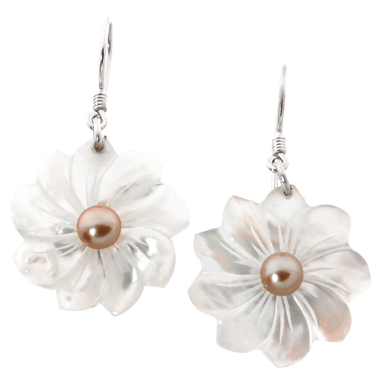 Orecchini Pendenti In Argento 925 Con Perle Di Conchiglia Bianca | Design Contemporaneo - 2