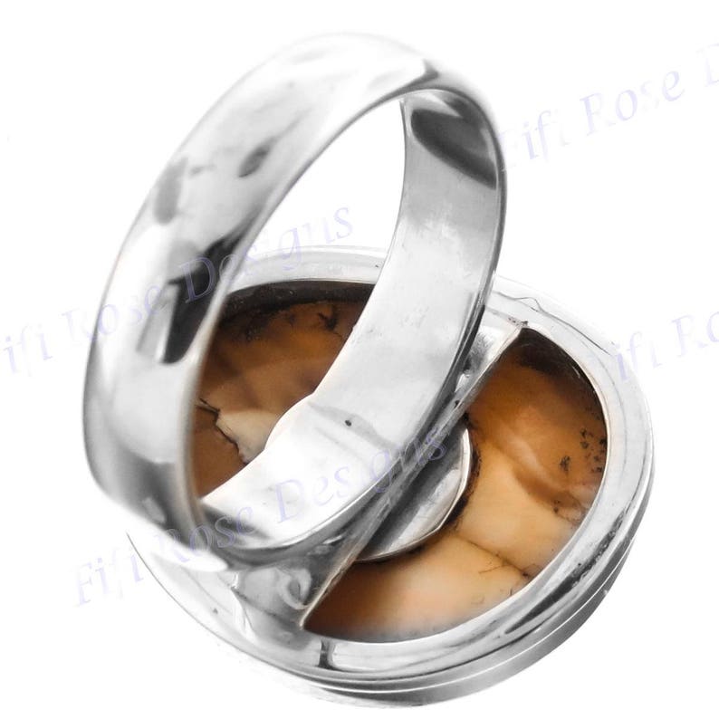 White Mother Of Pearl Shell Citrine Inset 925 Sterling Silver Ring