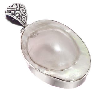 925 Sterling Silber weiße Mabe Blister Perle in Muschel Sterling Anhänger, 5 cm