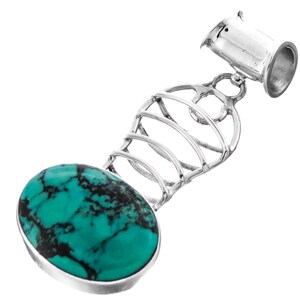 1 13/16&quot; Turquoise 925 Sterling Silver Pendant