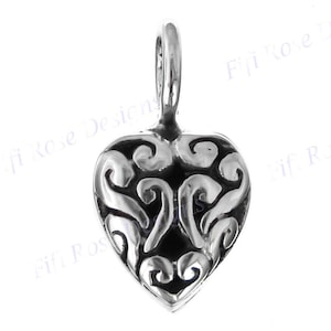 1/2&quot; Delicate Handmade Heart Bali 925 Sterling Silver Pendant