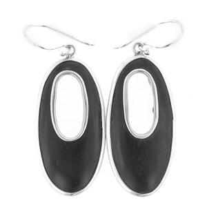 1 1/4&quot; Exotic Sono Wood 925 Sterling Silver Earrings