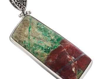 2 1/2" Sonoran Sunrise Chrysocolla Cuprite 925 Sterling Silver Pendant