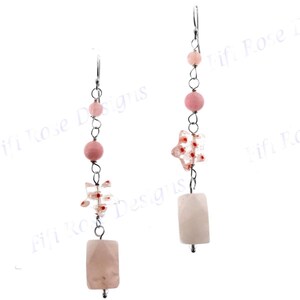 1 15/16&quot; Elegant Rose Quartz Gemstone 925 Sterling Silver Drop Earrings